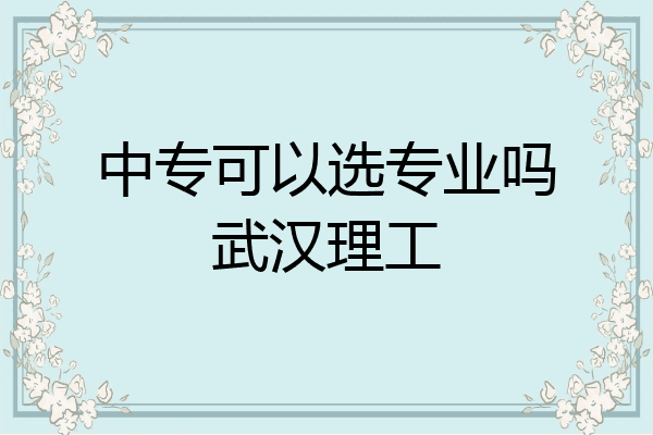 中专可以选专业吗武汉理工