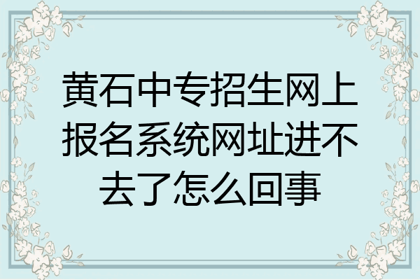 黄石中专招生网上报名系统网址进不去了怎么回事