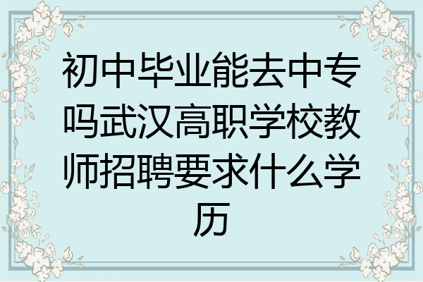 初中毕业能去中专吗武汉高职学校教师招聘要求什么学历