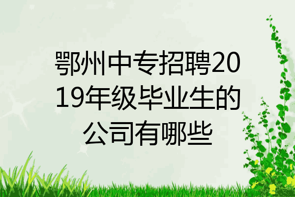 鄂州中专招聘2019年级毕业生的公司有哪些