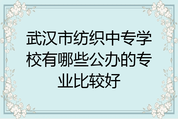 武汉市纺织中专学校有哪些公办的专业比较好
