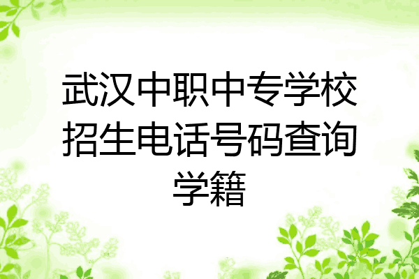 武汉中职中专学校招生电话号码查询学籍