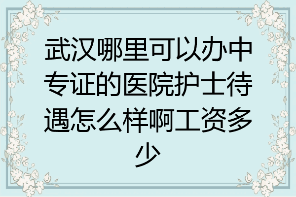 武汉哪里可以办中专证的医院护士待遇怎么样啊工资多少