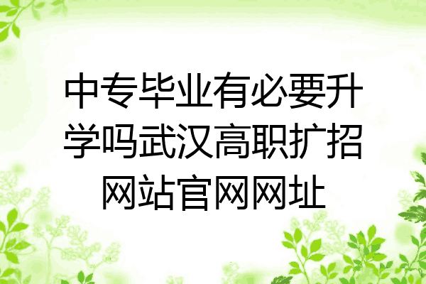 中专毕业有必要升学吗武汉高职扩招网站官网网址