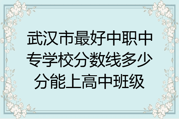 武汉市最好中职中专学校分数线多少分能上高中班级