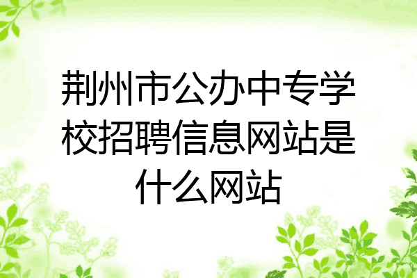 荆州市公办中专学校招聘信息网站是什么网站