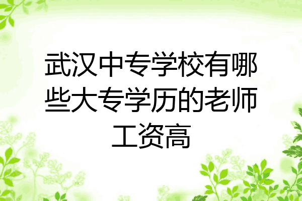 武汉中专学校有哪些大专学历的老师工资高
