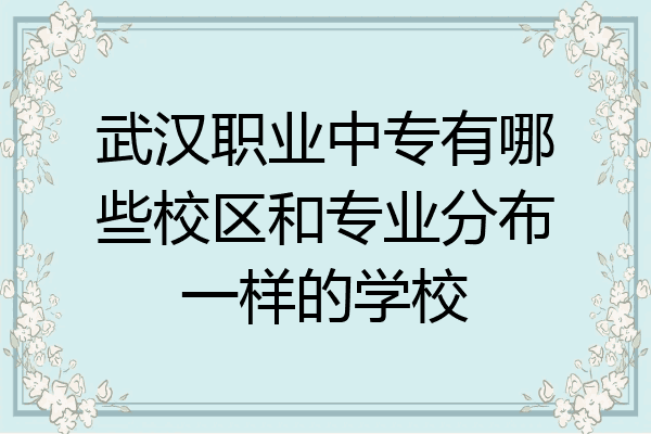 武汉职业中专有哪些校区和专业分布一样的学校