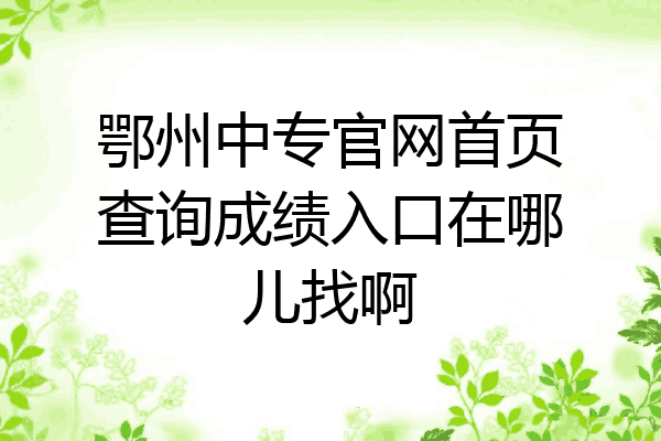 鄂州中专官网首页查询成绩入口在哪儿找啊