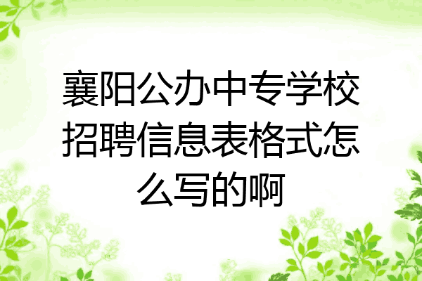 襄阳公办中专学校招聘信息表格式怎么写的啊