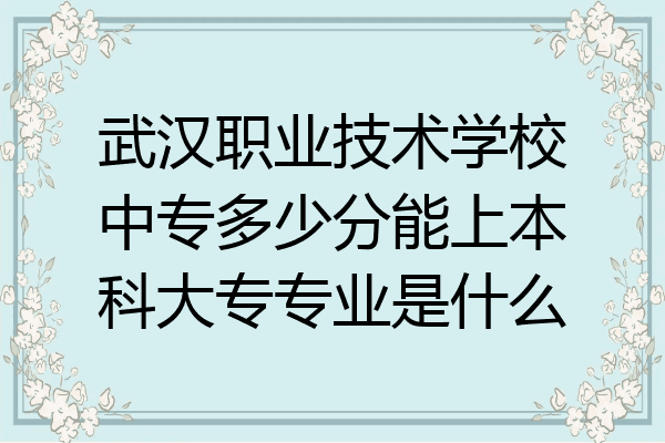 武汉职业技术学校中专多少分能上本科大专专业是什么