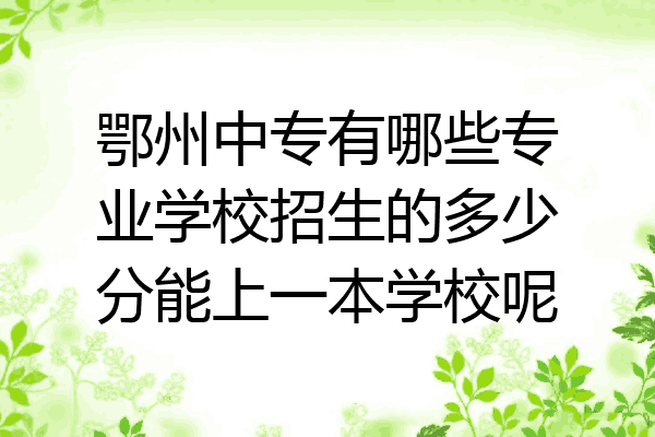 鄂州中专有哪些专业学校招生的多少分能上一本学校呢
