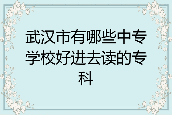 武汉市有哪些中专学校好进去读的专科