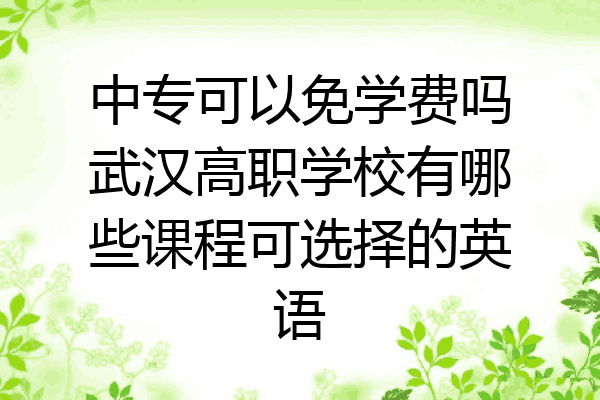 中专可以免学费吗武汉高职学校有哪些课程可选择的英语