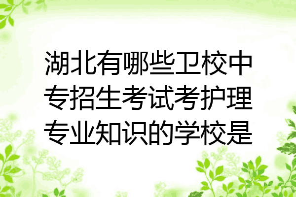 湖北有哪些卫校中专招生考试考护理专业知识的学校是