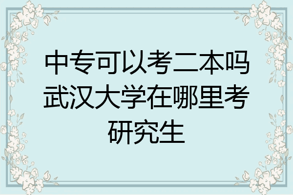 中专可以考二本吗武汉大学在哪里考研究生