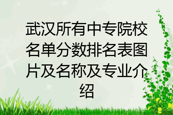 武汉所有中专院校名单分数排名表图片及名称及专业介绍