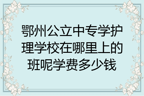 鄂州公立中专学护理学校在哪里上的班呢学费多少钱