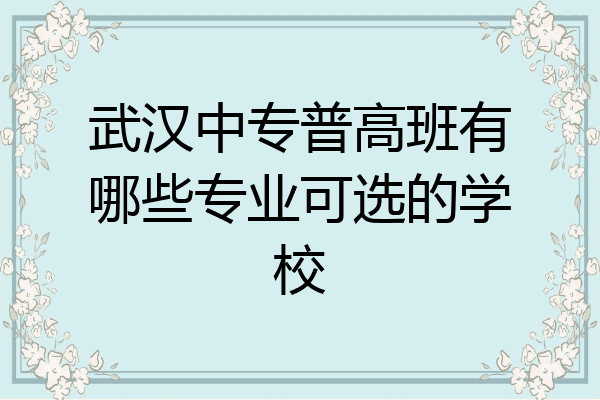 武汉中专普高班有哪些专业可选的学校