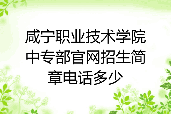 咸宁职业技术学院中专部官网招生简章电话多少