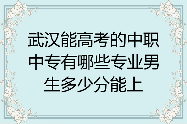 武汉能高考的中职中专有哪些专业男生多少分能上