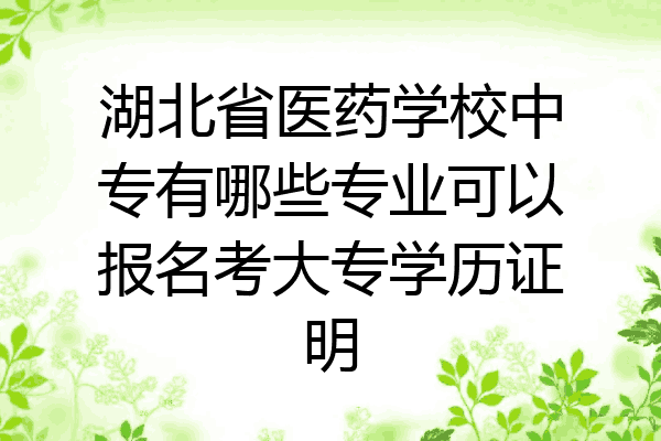 湖北省医药学校中专有哪些专业可以报名考大专学历证明