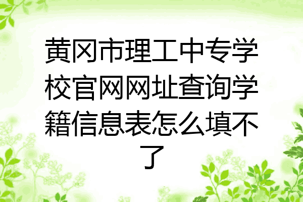 黄冈市理工中专学校官网网址查询学籍信息表怎么填不了