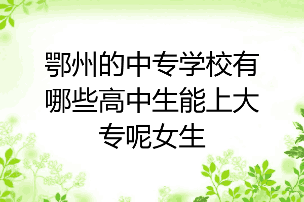 鄂州的中专学校有哪些高中生能上大专呢女生
