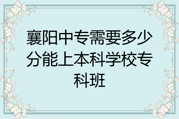 襄阳中专需要多少分能上本科学校专科班