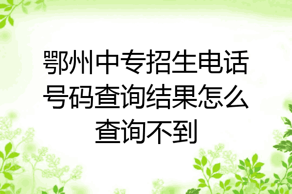 鄂州中专招生电话号码查询结果怎么查询不到