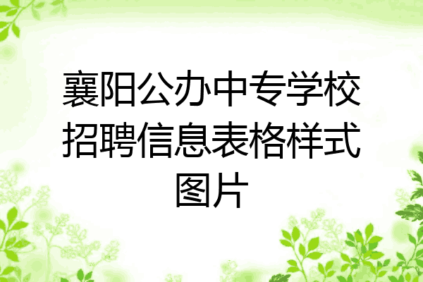 襄阳公办中专学校招聘信息表格样式图片