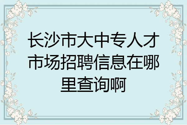 长沙市大中专人才市场招聘信息在哪里查询啊