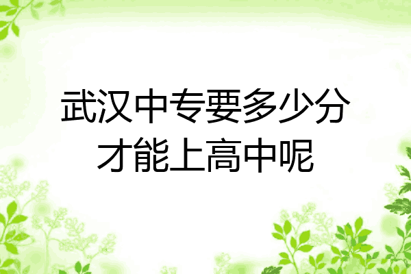 武汉中专要多少分才能上高中呢