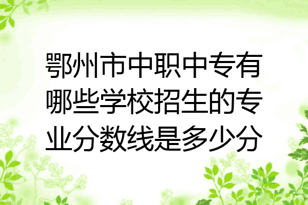 鄂州市中职中专有哪些学校招生的专业分数线是多少分