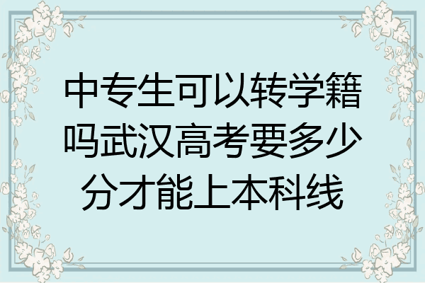 中专生可以转学籍吗武汉高考要多少分才能上本科线