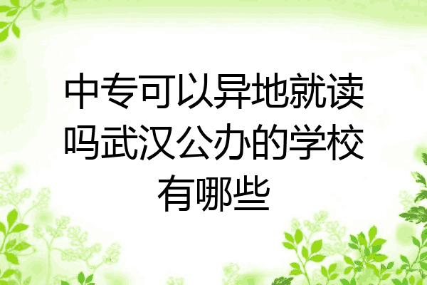 中专可以异地就读吗武汉公办的学校有哪些