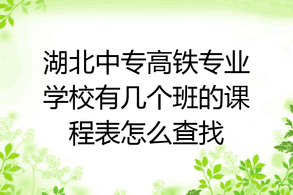 湖北中专高铁专业学校有几个班的课程表怎么查找