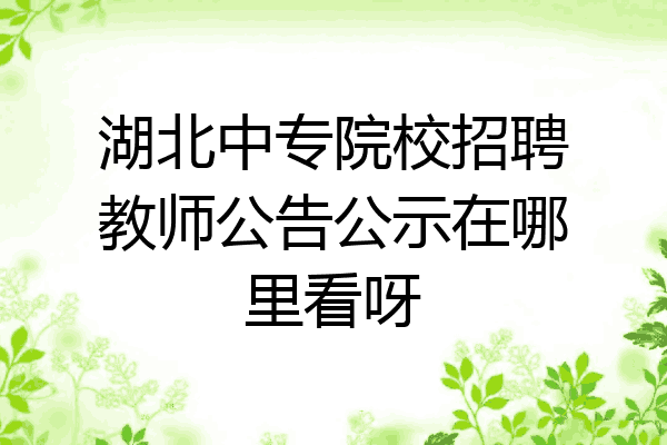 湖北中专院校招聘教师公告公示在哪里看呀