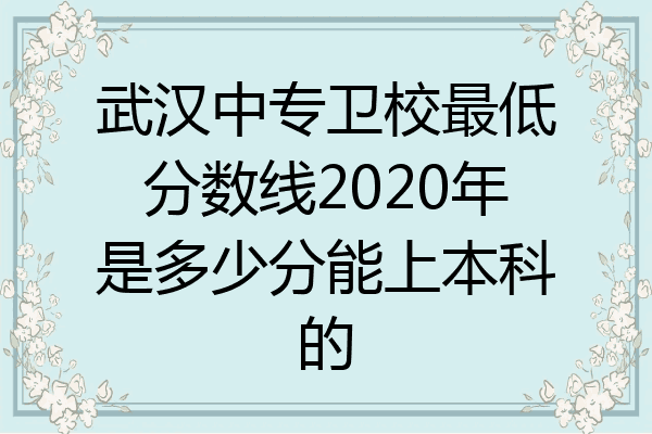 武汉中专卫校最低分数线2020年是多少分能上本科的