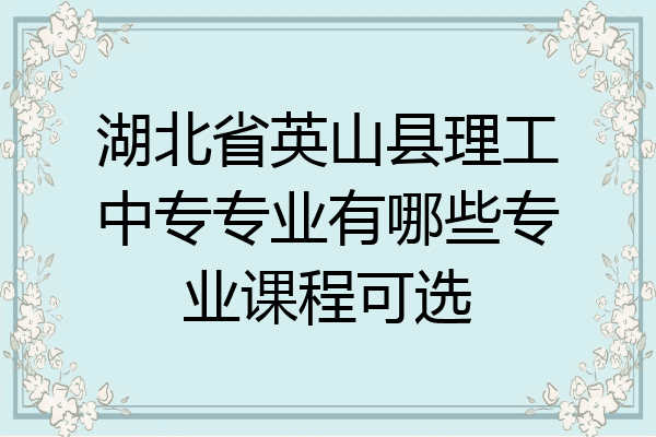 湖北省英山县理工中专专业有哪些专业课程可选