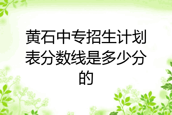 黄石中专招生计划表分数线是多少分的