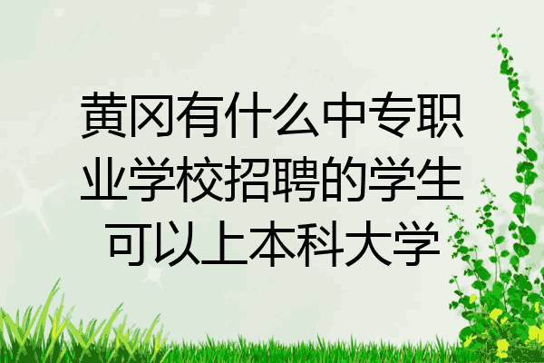 黄冈有什么中专职业学校招聘的学生可以上本科大学