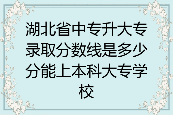 湖北省中专升大专录取分数线是多少分能上本科大专学校