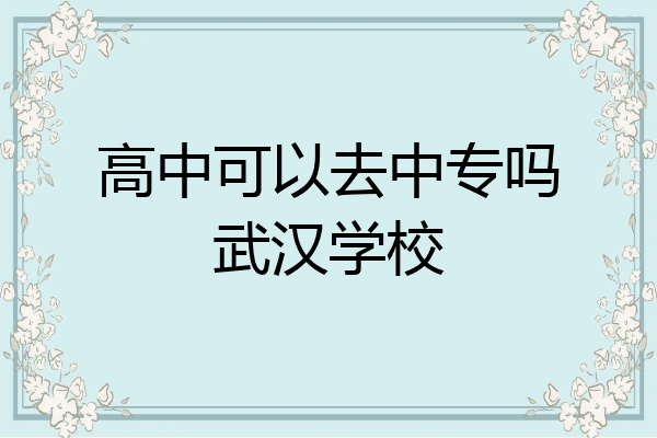 高中可以去中专吗武汉学校