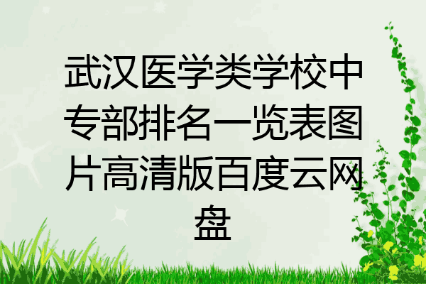 武汉医学类学校中专部排名一览表图片高清版百度云网盘