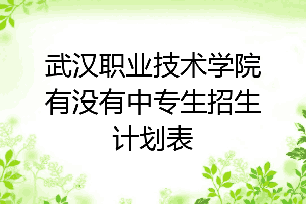 武汉职业技术学院有没有中专生招生计划表