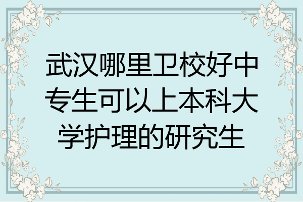 武汉哪里卫校好中专生可以上本科大学护理的研究生