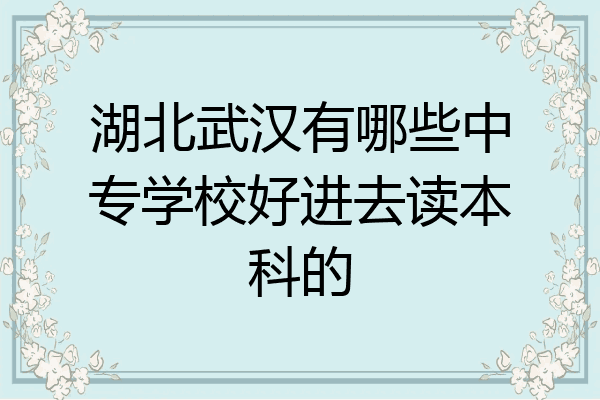 湖北武汉有哪些中专学校好进去读本科的