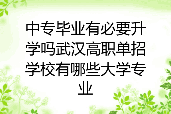 中专毕业有必要升学吗武汉高职单招学校有哪些大学专业