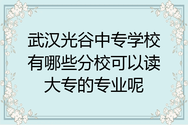 武汉光谷中专学校有哪些分校可以读大专的专业呢